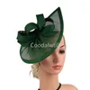 Basker bröllop kvinnor fascinator topp hatt pannband hår tillbehör retro cocktail te party huvudbonad brud huvudstycke chapeau femme