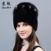 Women Real Mink Fur Beanies for Winter Newest 2018 Hats With Luxury Pompom Fox Fur Cap Hats Knit Hat Female Hat Genuine Mink Fur D212K