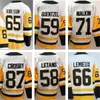 65 Erik Karlsson Hóquei Jerseys 2023 Sidney Crosby Jersey 58 Kris Letang 59 Jake Guentzel 66 Lemieux Evgeni Malkin Preto Branco Homens Costurados Nova Chegada