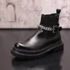 Alta qualidade outono inverno homens estilo britânico botas de couro ao ar livre botas antiderrapantes chelsea moda masculina 10a6