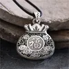 Pingentes sorte fu saco pingente para mulheres jóias na moda 925 prata corrente colar feminino carpa dragão phoenix auspicioso oco