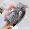 Clips para el cabello Corea gasa encaje multicapa Bowknot banda ancha diente perla Clip diadema