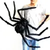 Christmas Decorations 200cm Halloween Giant Black Spider Plush toy Decoration Props Kids Toy Haunted Outdoor Party House Decor 231009