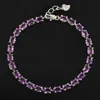 Klassiskt 100% Natural Amethyst Armband tillverkat av 925 Solid Sterling Silver Vintage Crystal Armband för Woman Evening Party Jewelry2679