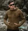 フリースジャケットアウトドアカーディガンフード付きセーターメンキャンプハイキング釣りハンティングコートスポーツ服