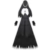 Temadräkt Halloween Nun Costume For Women 4-PCS Mother Cosplay Dress Scary Nun Outfit Priest Dress Up Party Role Play Cosplay X1010