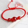 Drop Chinese style handmade Lucky Red String Bracelets Bangles Red Black Agates stone beads Men Women Couple's Brace2610