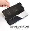 Screen Protector per iPhone 15 Pro Max 14 Plus 13 Mini 12 11 XS XR X 8 7 SE 360 Privacy Temped Glass 9H Anti Spy Film Full Co Cover Cover Coperio Curved Shield Premium