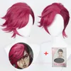 Spiel Lol Arcane Vi Cosplay Perücke Vi Deep Rose 30 cm Kurze Hitzebeständige Synthetische Rolle Spielen Perückencosplay