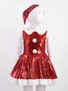 Girl's Dresses Kids Girls paljetter Julcosplayklänning för scenprestanda med Santa Hat Xmas Fancy Party Costume Year Outfits 231010