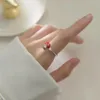 Anelli a grappolo Simpatico fungo rosso gocciolante aperto Sterling 925 Gioielli in argento con diamanti regolabili per le donne Accessorio regalo per ragazza234A