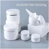 Packing Bottles Wholesale 20G 30G 50G 100G 150G 200G White Plastic Jar With Lid Empty Refillable Cosmetic Bottles Make Up Face Cream L Dhktn