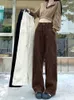 Women's Pants Autumn Winter Corduroy Women Vintage Loose Straight Wide Leg Cargo American High Waist Long Trousers With Pockets