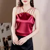 Women's Tanks 4XL Satin Silk Summer Cropped Top Women Tank Vest White Black Red Sexy Sleeveless Backless Female Clothing