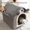 犬小屋の柔らかい猫ベッドディープスリープハウス犬猫冬の家の取り外し可能なクッション囲まれた子猫のためのペットテント