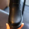 Botas joelho alto meninas pu plataforma impermeável crianças moda outono inverno preto para menina lado zíper sapatos criança