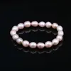 Beaded Strands Fashion 100% Natural Pearl Armband Charms Elastic Rope 9-10mm Real Pearls Classic Jewelry Armelets Bangle Gifts 300n