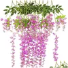 Decorative Flowers & Wreaths 12Pcs Set Wisteria Vine Fake Flower Artificial Hanging Flowers For Home Garden Wedding Birthday Christmas Dhmb1