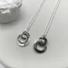 Tiff Necklace Designer luxury fashion jewelry 925 Full Body Sterling Silver Black Ring Necklace Pendant fashionable versatile for men and women jewelry accessory