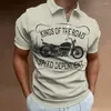 Polo da uomo Polo vintage a maniche corte Motocicletta Stampa 3d Risvolto Cerniera Uomo Top Camicia maschile oversize di alta qualità Abbigliamento casual