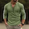 Männer T Shirts Mode Herbst Und Winter Casual Langarm Krawatte Seil Einfarbig Shirt Top