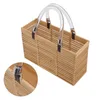 Förvaringspåsar sommar bambu väska elegant tote fashionabla akrylhandtag rektangulär burr gratis ergonomisk för strandfest kvinnor