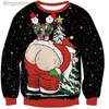 Kadın Sweaters Erkek Kadın Komik Santa Çirkin Noel Sweaters Jumpers Üstler Külkü Noel Jumper'ları Üstler 3d Baskılı Yapışkan Noel Sweatshirtl231010