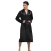 Mannen Nachtkleding Zwarte Mannen Satijn Rayon Robe Gown Effen Kleur Kimono Bad Nachtkleding Lounge Casual Mannelijke Nachtjapon Home Wear259S