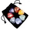 ペンダントネックレスfysl卸売7 pcs love heart many colors Quartz Stone Healing Chakra Romantic Style Jewelry