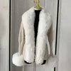 Cardigan tricoté en fausse fourrure pour femmes, col entier de renard, mode de luxe, sexy, artificiel, automne-hiver, 231010