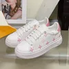 Time Out Sneaker Luxe Dames Casual Schoenen Kalfsleer Echt Leer Roze Wit Reliëf Bruin Bedrukt Leer Designer Dames Sneakers 04