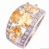 Anello in argento con morganite champagne fatto a mano misura 7 8 9 10 11 12 gioielli placcati da donna intero2636