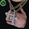 Hip Hop Jewelry Designer Necklace Mens Iced Out Pendant Luxury Bling Cuban Link Chains Diamond Cross Necklaces Gold Silver Rapper 215l