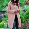 Women's Knits Tees Women's Long Knitted Cardigan Autumn Spring Hooded Solid Color Vintage Elegant Loose Fashion Streetwear Female Coat S-5XL 231010