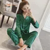 Silk Pajamas for Woman Leisure Ma'am Home Furnishing clothes Girl Casual long sleeved sleepwear 2018 womens luxury sexy cloth287B
