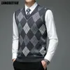 Herentruien Herfst Modeontwerper Merk Argyle Trui Diamanten Trui V-hals Gebreid Vest Heren 6 Wol Mouwloos Casual Kleding 231010