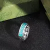 Mens Band Rings For Woman Designer Silver Ring Blue Enamel Hip Hop Men Range Party Jewelry Women 925 Sterling Love Couple G Rings 3038