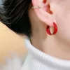 Stud Earrings 2023 Temperament Female Jewelry Exquisite Simple Red Ring Korean Fashion Graceful Women's Accessories