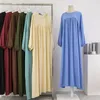 Vêtements ethniques Musulman Maxi Robe Abaya Femme Robe de couleur unie pour femmes islamique Dubaï Ramadan Eid Mubarak Vêtements de prière Modesty Kaftan