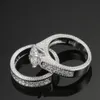 2 15 ct Popular luxury sets of high-grade diamond inlaid with 14K white gold ring267A