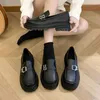 Zapatos de vestir estilo británico cuero pequeño para mujeres en otoño 2023 japonés versátil suelas gruesas retro tamaño grande