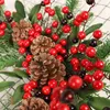 Dekoracje świąteczne świąteczne rattan wieniec sosna naturalne gałęzie jagody sosnowe szyszki świąteczne Wiechy Dekoracja drzwi domu na rok 231010