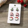 Boucles d'oreilles à clous 3 paire/ensemble, Design de noël pour femmes, mignon père noël bonhomme de neige arbre de noël, boucles d'oreilles en bois, bijoux de fête, Festival