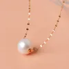 Pendanthalsband Nymf Pure 18K Yellow Gold Necklace Pendant Pearl Jewelry AU750 Natural Freshwter 8-11mm Fine Women Party Gift 231010