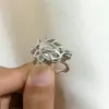 Lotus Shape Cage Ring kan öppna Hold Pearl Crystal Gem Bead Justerbar storlek Ring montering188w