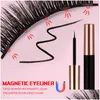 False Eyelashes 3 Pairs Magnetic Liquid Eyeliner And False Lashes Natural Fake Eyelashes Set Glue Magnet Black Box Coloris Wholesale M Dhqlb