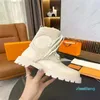 Designer -winter cream shoes British style Martin boots Plush women's short boots thick soled leather