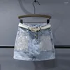 Skirts Korean Small Design Half Length Jeans Fashion 2023 Denim Skirt Cotton Casual Straight Button Clothes Tennis