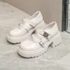 SURET Buty białe lolita kobiety japońska platforma w stylu Mary Jane College Student High Gruste Obcase Skórzowe pompki Klucz Klucz Designer