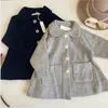 Coat Kids Winter Grid Jackets SP Brand Girls Woolen Doublebreasted Baby Boy Long Trench Lapel Child Outerwear Plaid Wool Coats 231009